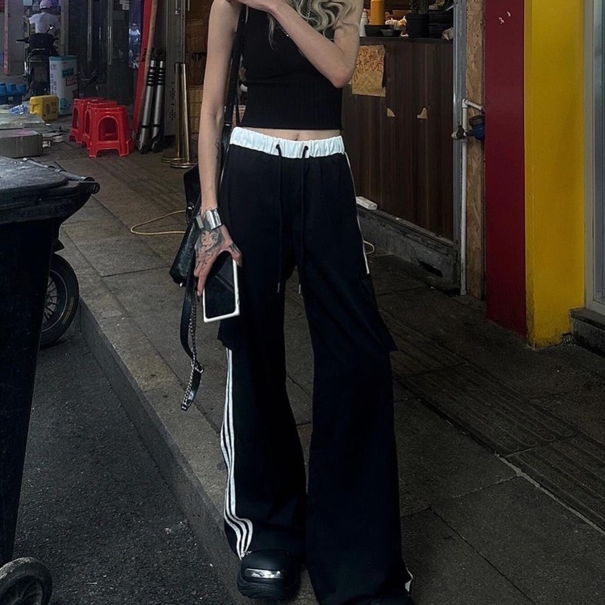 高街寬鬆休閒直筒闊腿褲-細節圖3