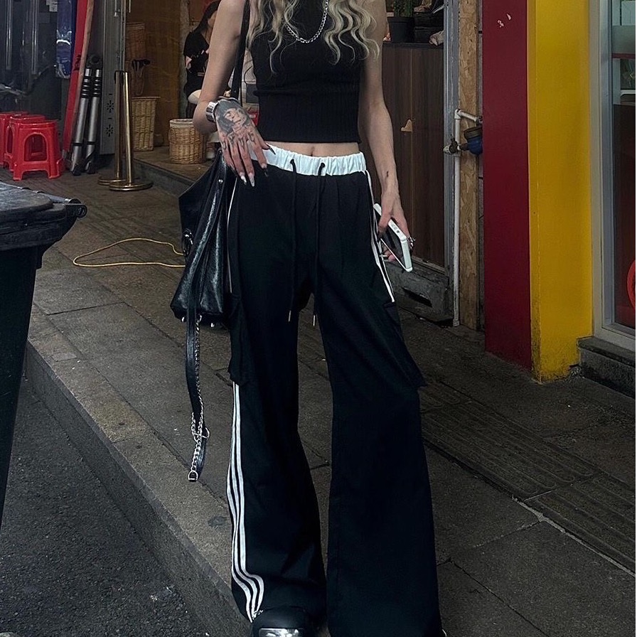 高街寬鬆休閒直筒闊腿褲-細節圖4