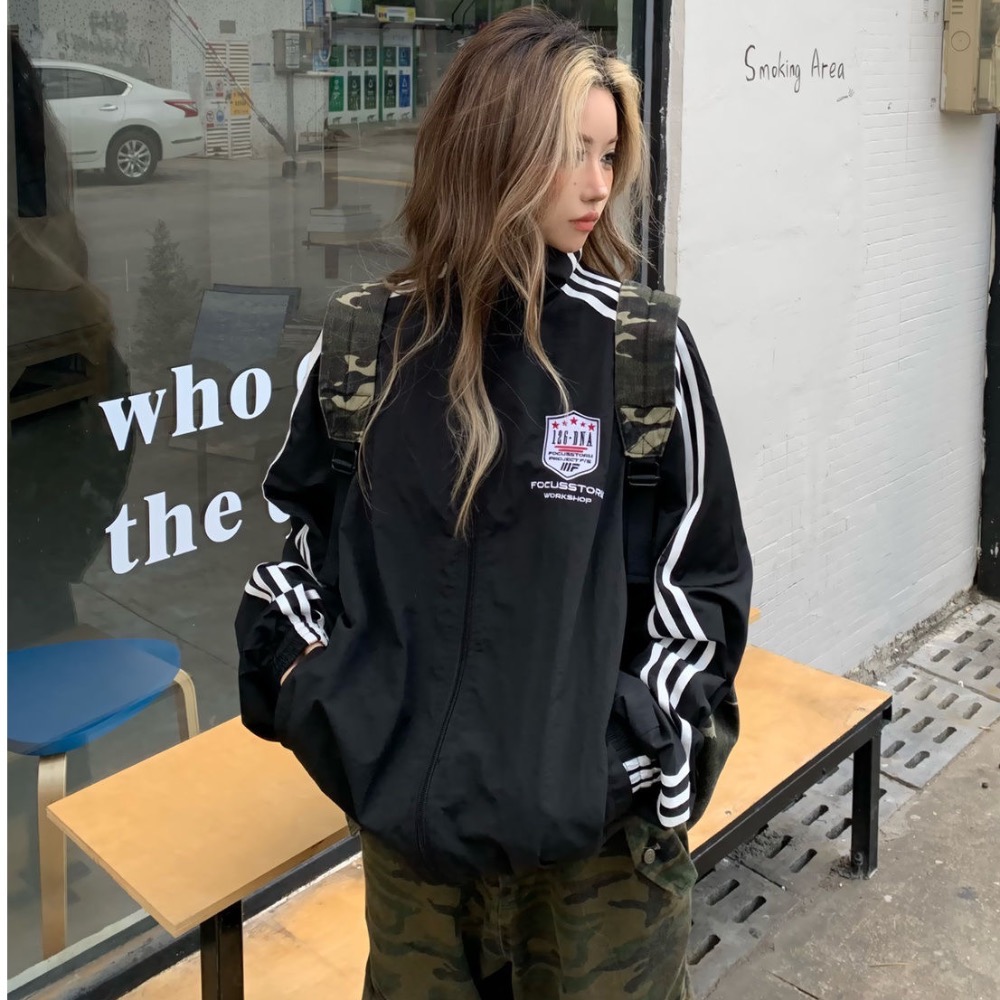 美式高街復古防水風衣外套 黑-細節圖3