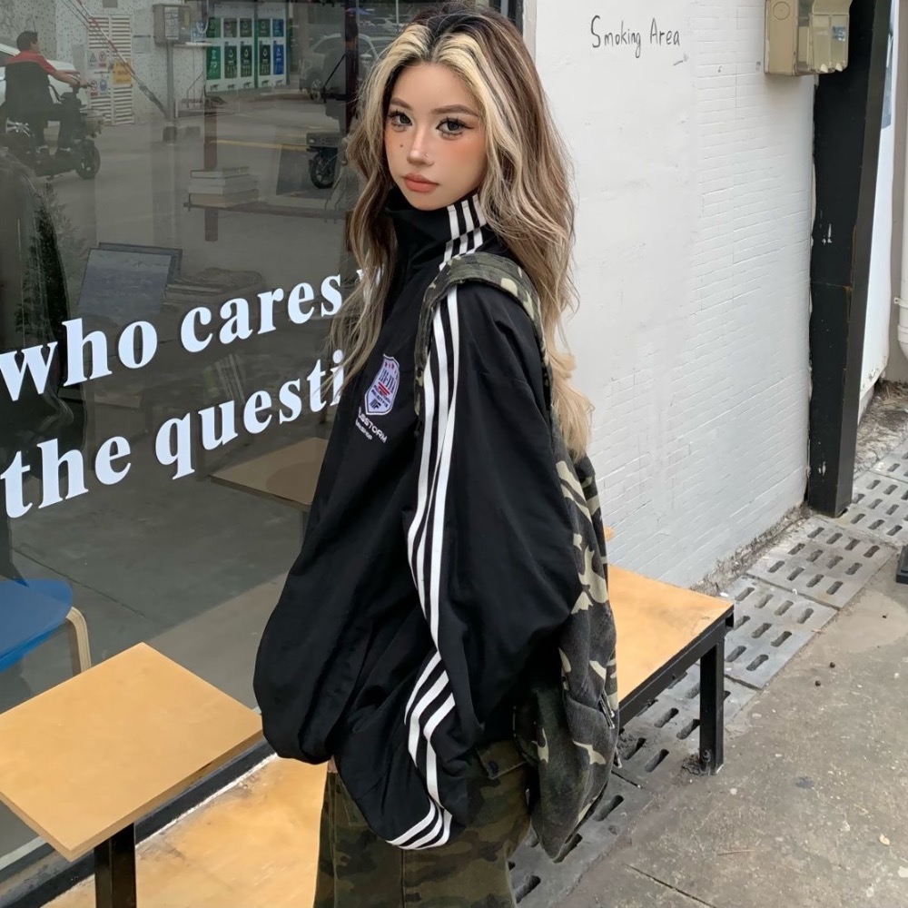 美式高街復古防水風衣外套 黑-細節圖4