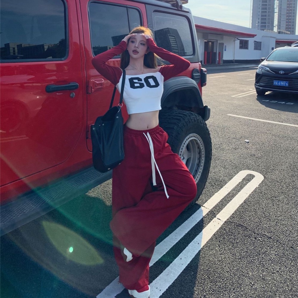 日常慵懶風出街長T一字肩套裝-細節圖4