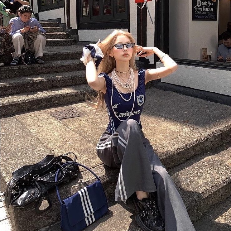 美式吊帶收腰立體邊背心-細節圖2