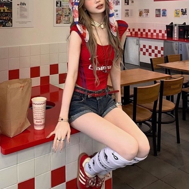 美式吊帶收腰立體邊背心-規格圖4