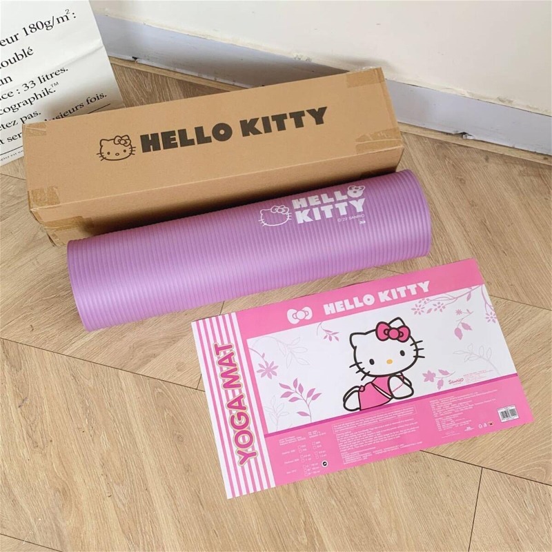 廠現💜紫色 Hello kitty瑜伽墊家用加厚加寬地墊180*61*0.8cm-細節圖4