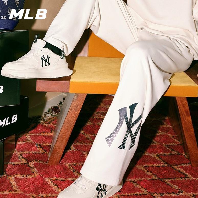🇰🇷韓國代購 免運 MLB 長褲 23SS 運動褲 老花印花LOGO 休閒褲 NY 紐約洋基隊 情侶款 3APTM0-細節圖2