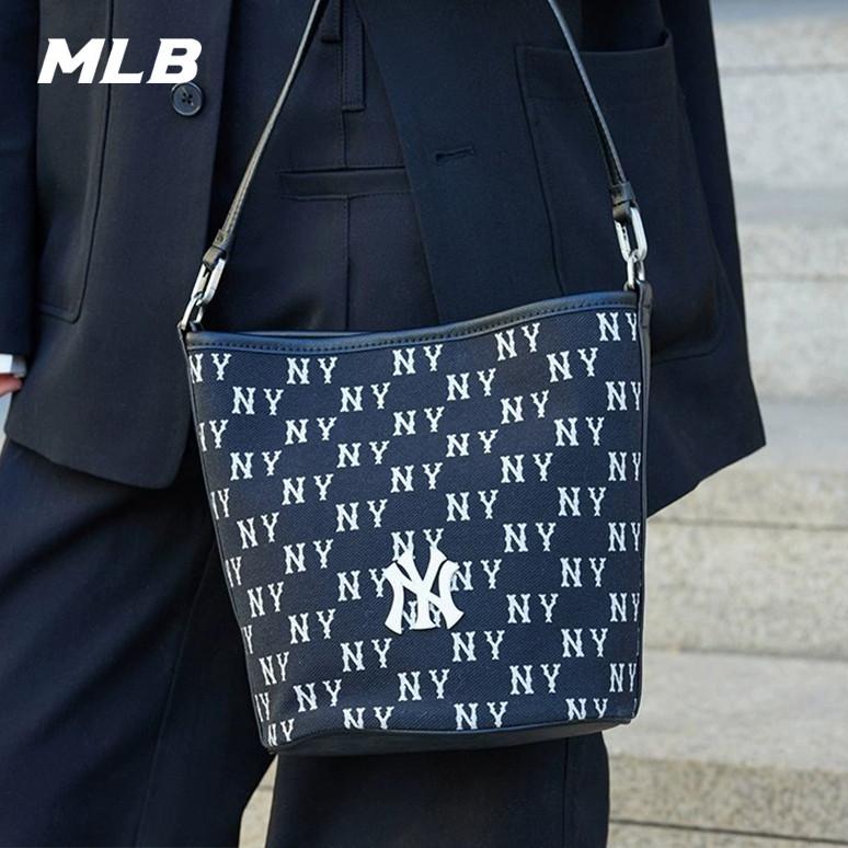 🇰🇷韓國代購 免運 MLB 水桶包 學院風 側背包 斜挎包 手提包 托特包 NY 紐約洋基隊 3ABML02-細節圖2