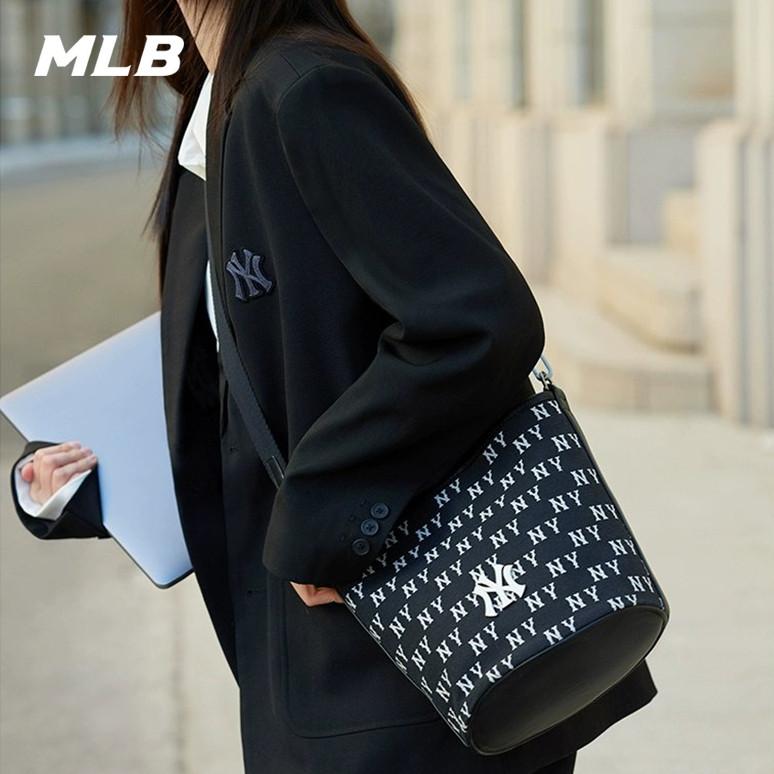 🇰🇷韓國代購 免運 MLB 水桶包 學院風 側背包 斜挎包 手提包 托特包 NY 紐約洋基隊 3ABML02-細節圖3