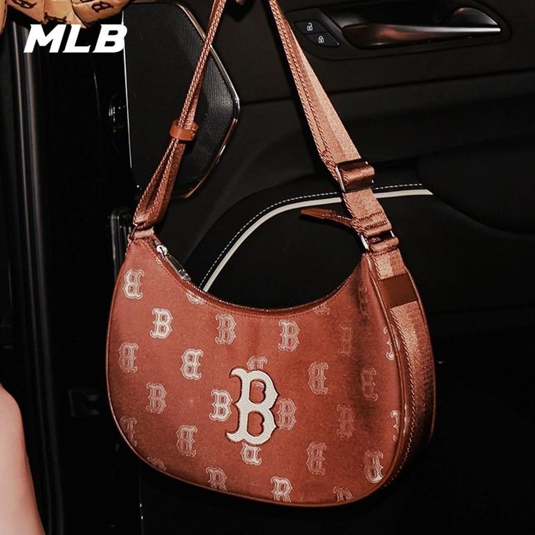 🇰🇷韓國代購 免運 MLB 鑽石老花滿印 腋下包 斜挎包 半月包 側背包 手提包 3ABQL02-細節圖2