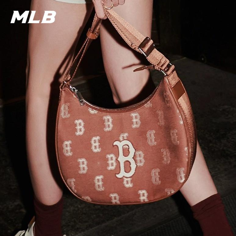 🇰🇷韓國代購 免運 MLB 鑽石老花滿印 腋下包 斜挎包 半月包 側背包 手提包 3ABQL02-細節圖3