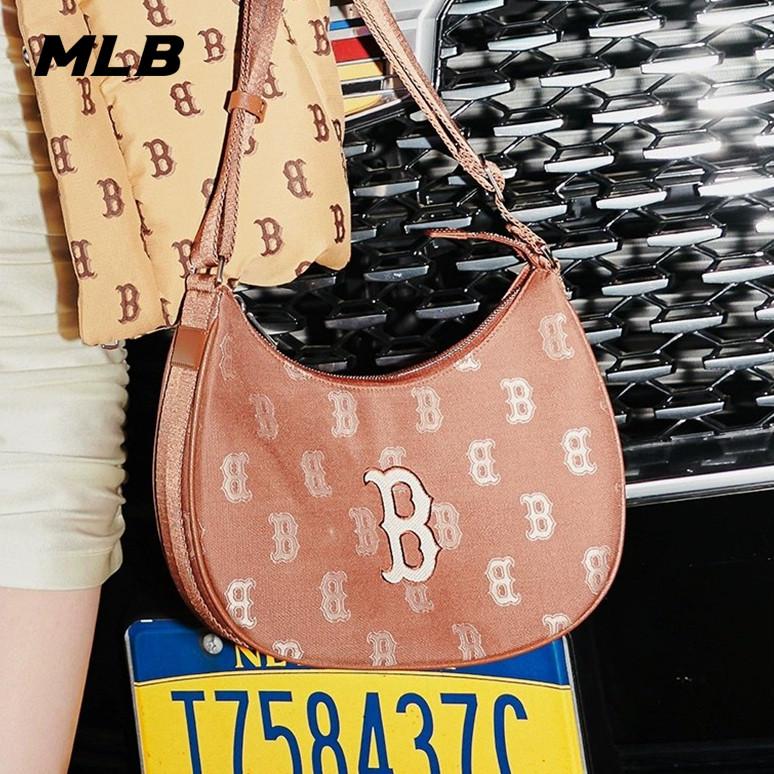 🇰🇷韓國代購 免運 MLB 鑽石老花滿印 腋下包 斜挎包 半月包 側背包 手提包 3ABQL02-細節圖4