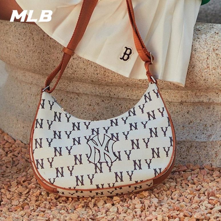 🇰🇷韓國代購 免運 MLB 鑽石老花滿印 腋下包 斜挎包 半月包 側背包 手提包 3ABQL02-細節圖5