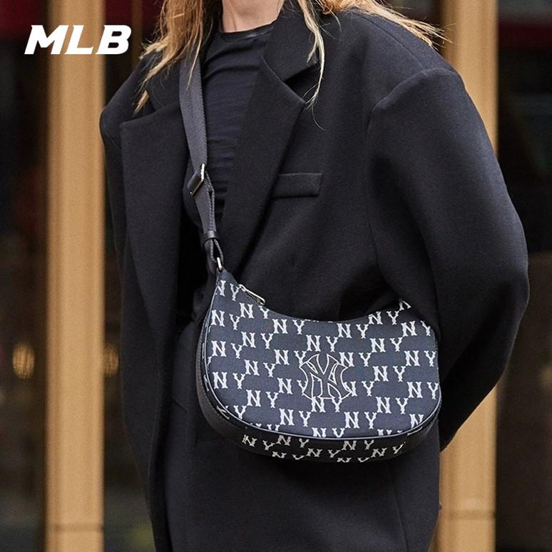 🇰🇷韓國代購 免運 MLB 鑽石老花滿印 腋下包 斜挎包 半月包 側背包 手提包 3ABQL02-細節圖9