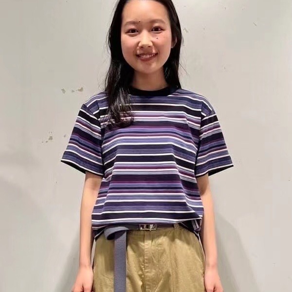 【*Kimi】BMS 日牌23年春夏復古休閒彩色純綿條紋短袖T恤上衣 - 三色 230530-細節圖7