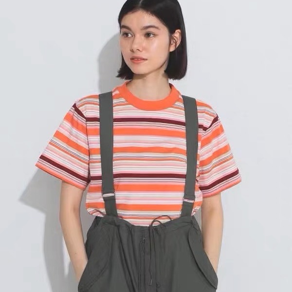 【*Kimi】BMS 日牌23年春夏復古休閒彩色純綿條紋短袖T恤上衣 - 三色 230530-細節圖9