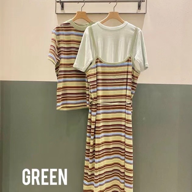 【*Kimi】BMS 日牌23年春夏復古休閒彩色純綿條紋短袖T恤上衣 - 三色 230530-細節圖11