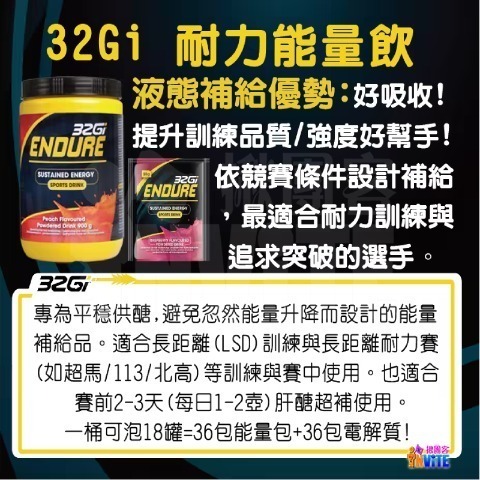♢揪團客♢ 32Gi 耐力能量飲 50g 覆盆莓 橘子 水蜜桃 萊姆 路跑 單車 三鐵 馬拉松 耐力飲-細節圖3