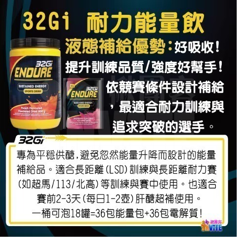 ♢揪團客♢ 32Gi 耐力能量飲 50g 覆盆莓 橘子 水蜜桃 萊姆 路跑 單車 三鐵 馬拉松 耐力飲-細節圖3