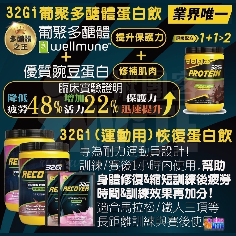 ♢揪團客♢ 32Gi 蛋白運動能量飲 75克 巧克力 草莓 含豐富的BCAA 全素可食 耐力能量飲-細節圖2