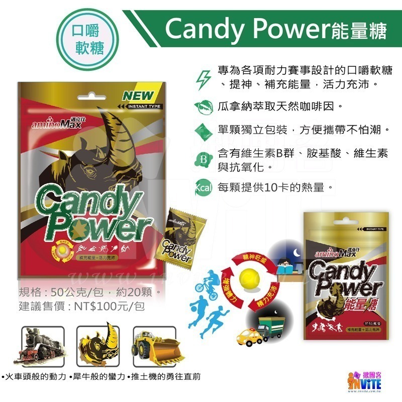 ♢揪團客♢ aminoMax 邁克仕 Candy Power 能量糖 蠻牛糖 軟糖 三鐵 自行車 跑步 爬山 越野-細節圖2