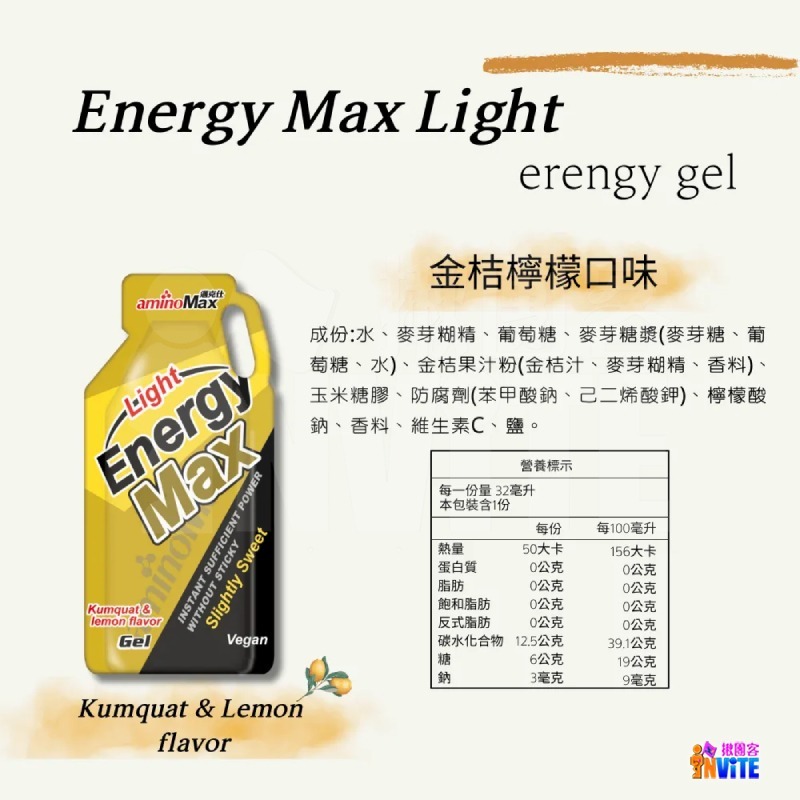 ♢揪團客♢ aminoMax 邁克仕 Energy Max Light 能量 果膠 綠茶 水蜜桃 金桔檸檬 環島-細節圖8