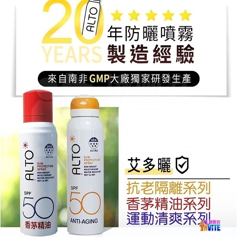 【現貨】♢揪團客♢ ALTO 艾多曬 防曬噴霧 香茅精油 150mL SPF50 全家人可用 不油膩 不堵塞 防曬噴霧-細節圖3