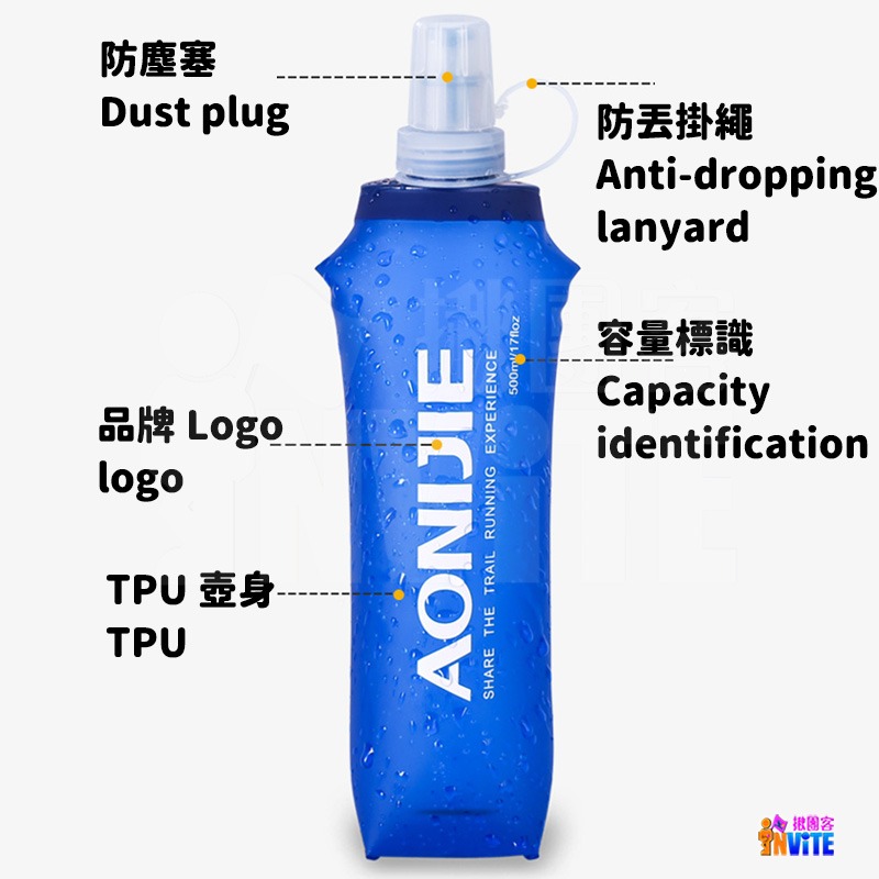 ♢揪團客♢ 奧尼捷 AONIJIE 摺疊運動水壺 #SD09 #SD10 250mL 500mL 折疊軟水壺 登山 露營-細節圖4