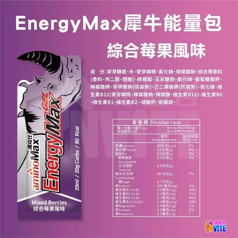 🔥買四送一🔥♢揪團客♢ aminoMax 邁克仕 Energy Max 犀牛能量包 薄荷巧克力 綜合莓果 哈密瓜-細節圖7