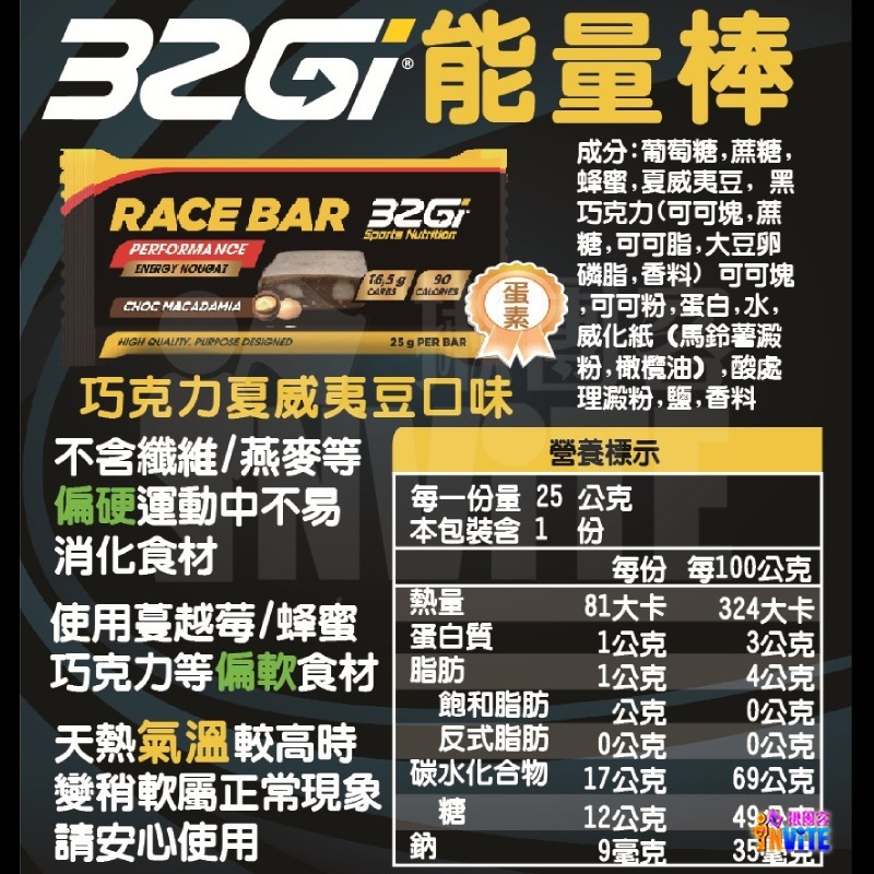 ♢揪團客♢ 32Gi 能量棒 巧克力堅果 杏仁蔓越莓 蜂蜜花生 補給 登山 路跑 單車 三鐵 馬拉松 蛋白棒-細節圖6