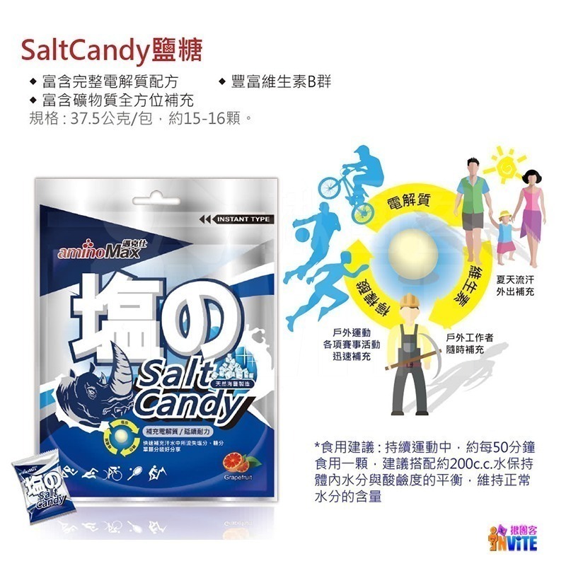 ♢揪團客♢ aminoMax 邁克仕 Salt Candy 鹽糖 海鹽 塩糖 軟糖 礦物質 登山 三鐵 馬拉松 鹽錠-細節圖3