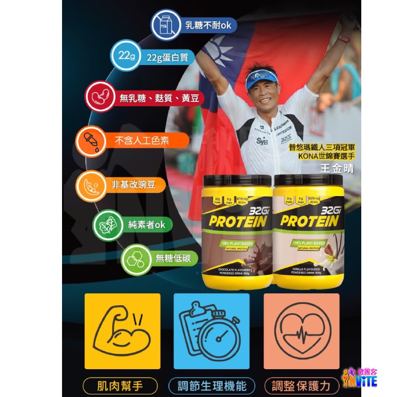♢揪團客♢ 32Gi 植物性蛋白 全素 720g 巧克力 香草 附罐子和量匙 跑步 馬拉松 能量補給 超馬 鐵人 馬拉松-細節圖7