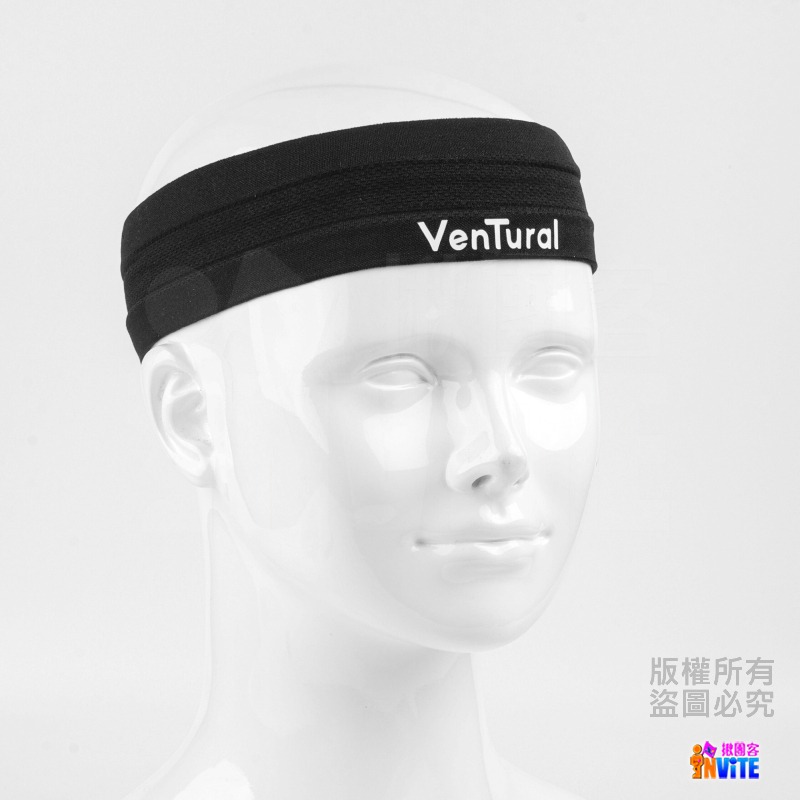 ♢揪團客♢ VenTural 運動止汗頭帶 鋼琴黑 導汗帶 透氣吸汗 運動頭巾 髮帶 專業防滑 頭巾 單入-細節圖8
