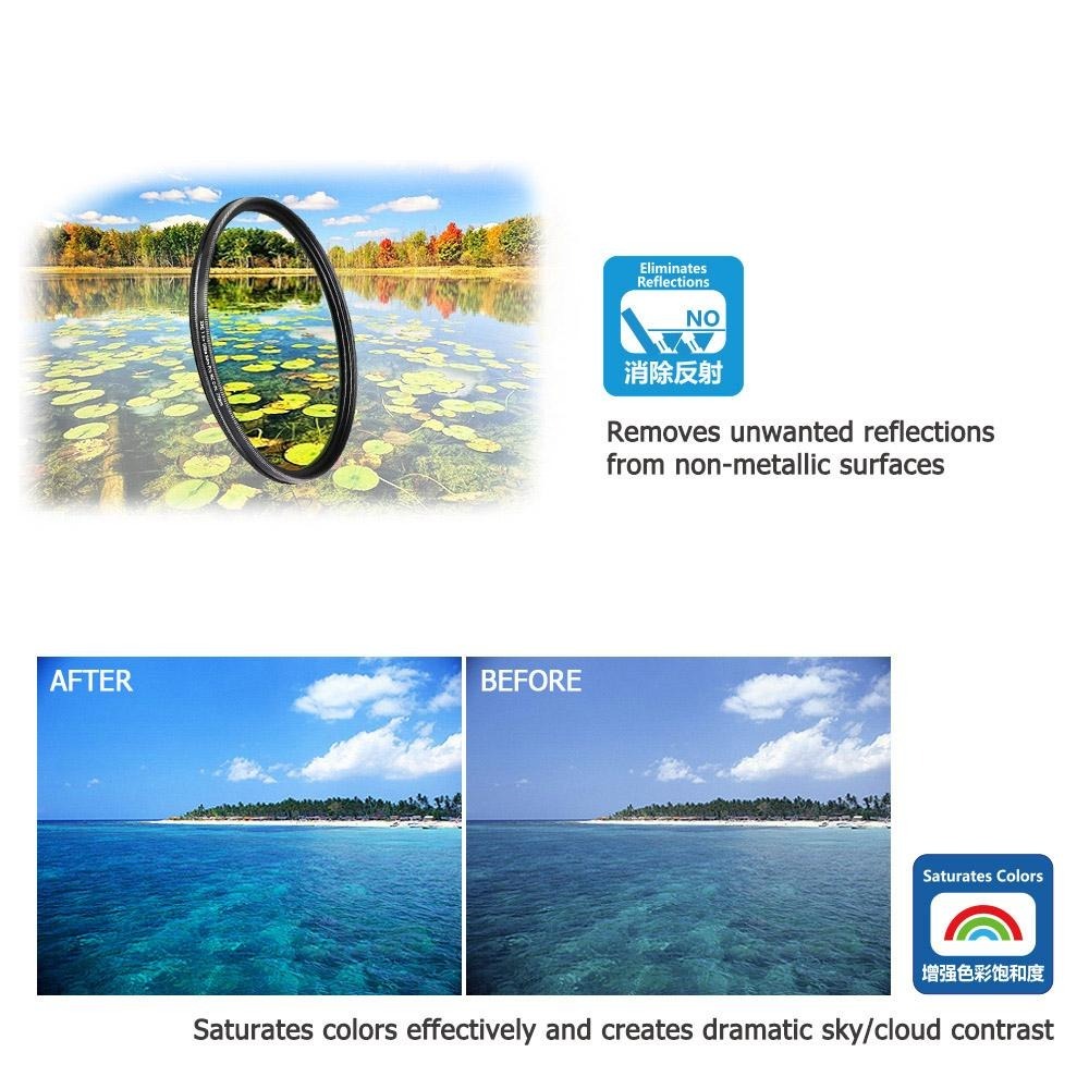 JJC CPL A+超薄偏光濾鏡 日本光學玻璃 可旋轉調整角度18層鍍膜偏光鏡 消除雑光 37mm-82mm-細節圖7