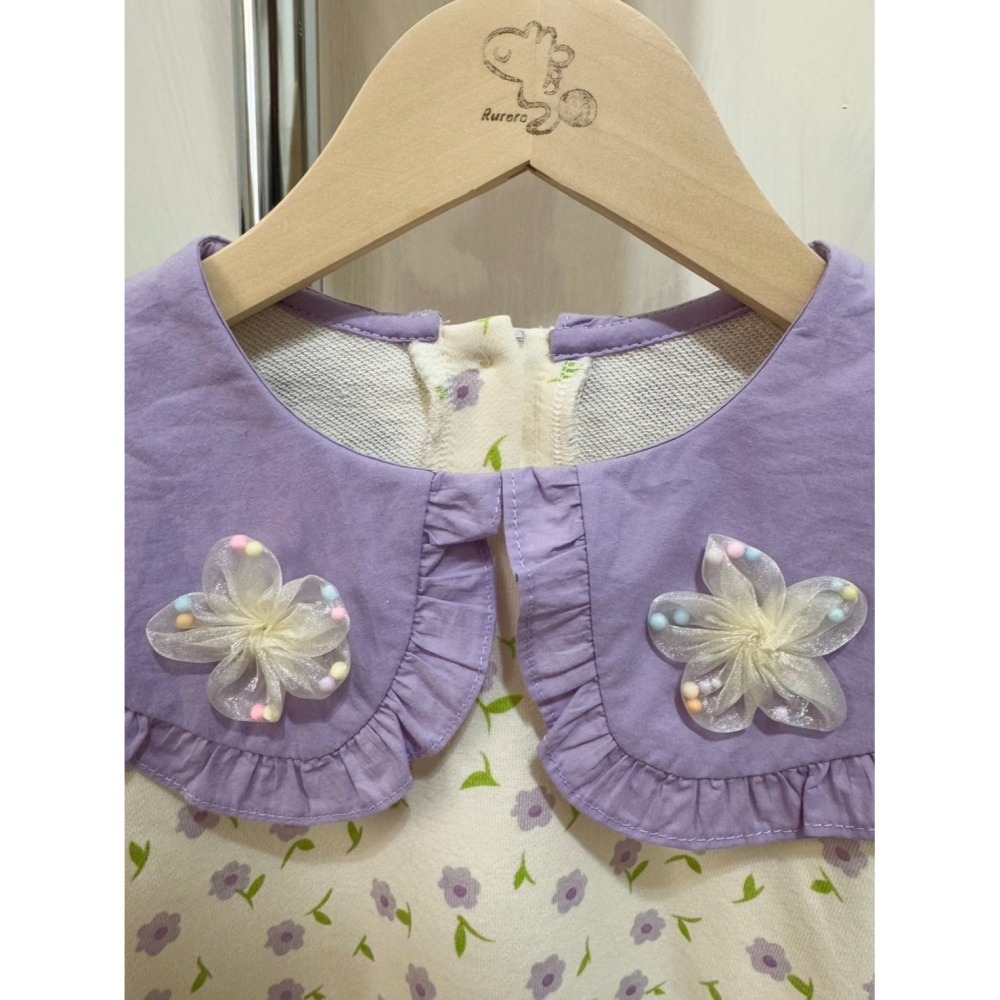 Ruroro實拍娃娃領彩虹泡泡花上衣-細節圖3