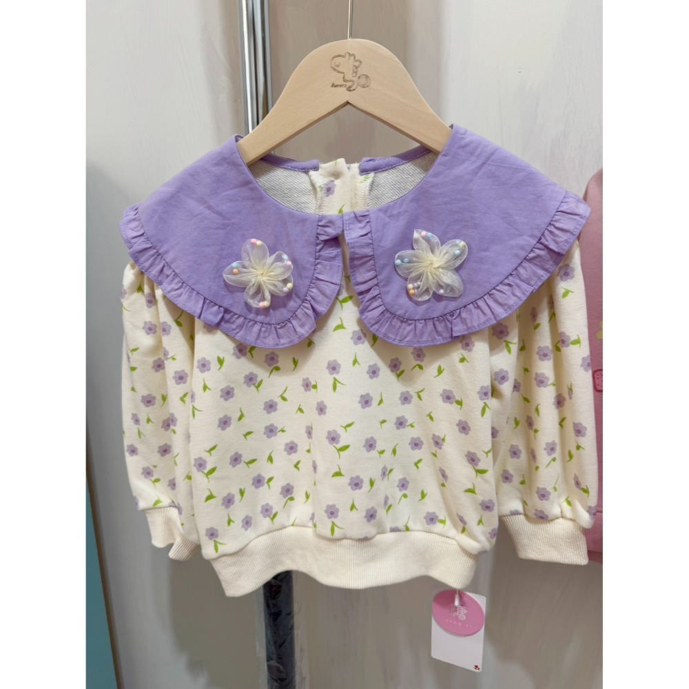 Ruroro實拍娃娃領彩虹泡泡花上衣-規格圖3