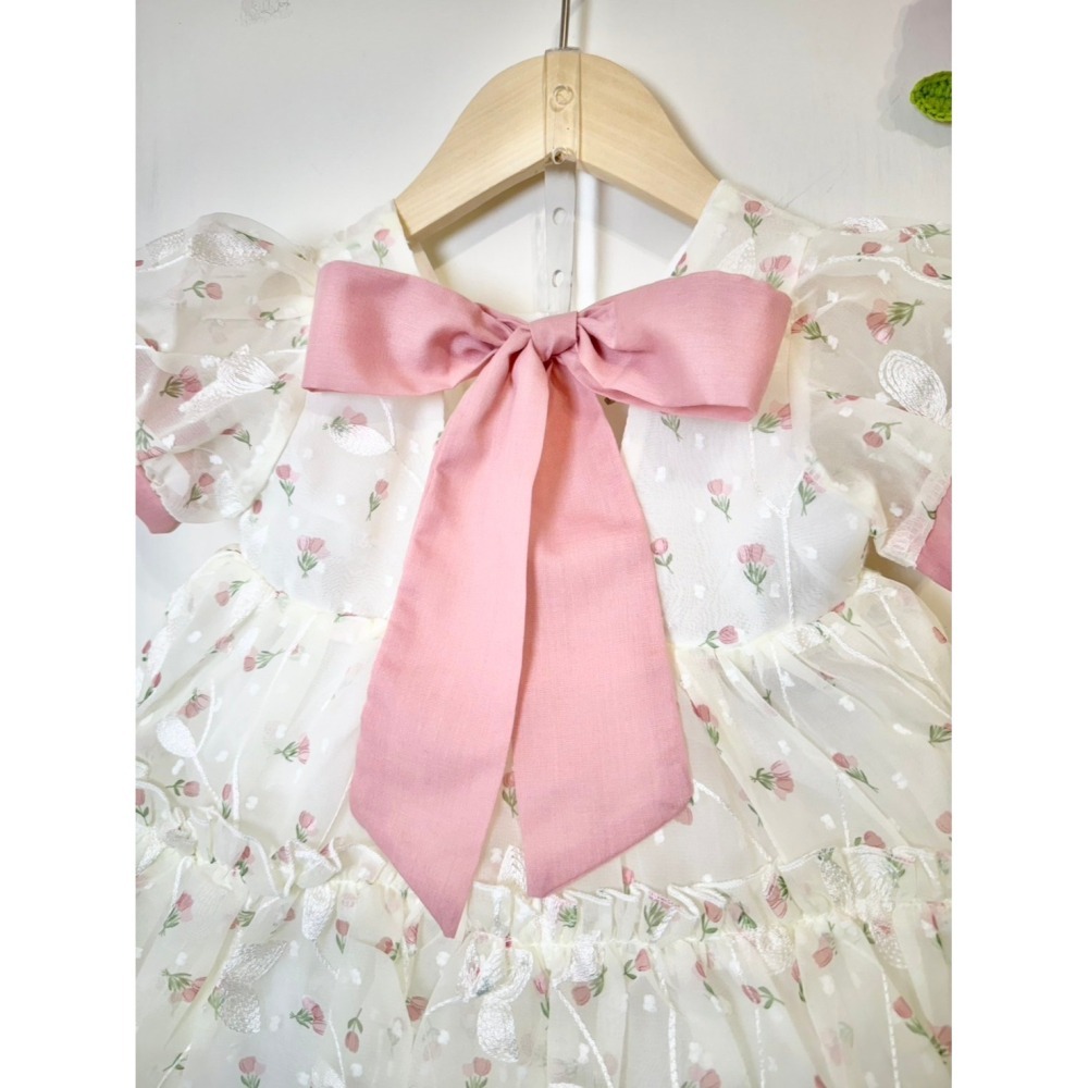 Ruroro實拍泡泡袖子刺繡紗裙-細節圖2