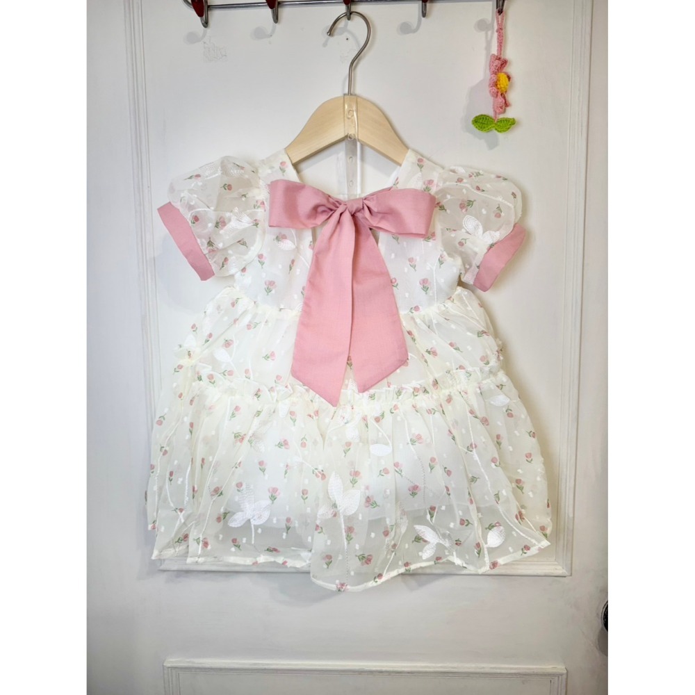 Ruroro實拍泡泡袖子刺繡紗裙-規格圖5