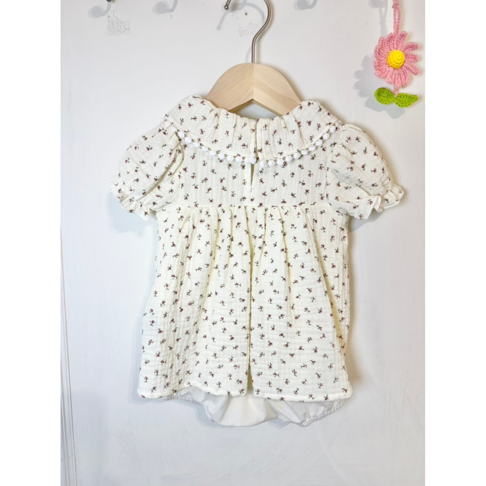 Ruroro實拍小碎刷花泡泡袖子包屁衣-細節圖4