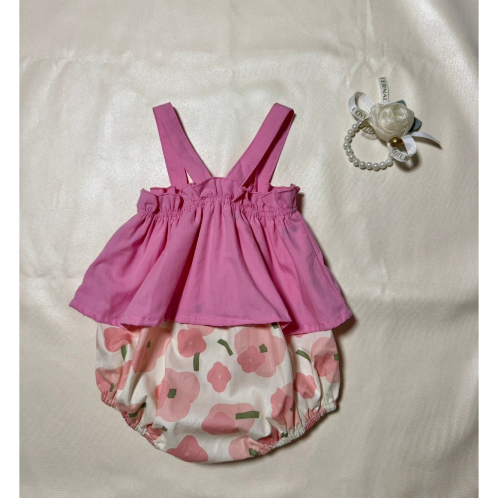 Ruroro實拍細肩帶色塊小花包屁衣(兩色)-細節圖4