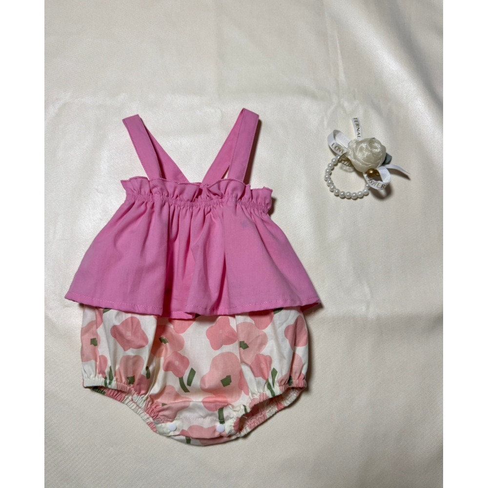 Ruroro實拍細肩帶色塊小花包屁衣(兩色)-規格圖4