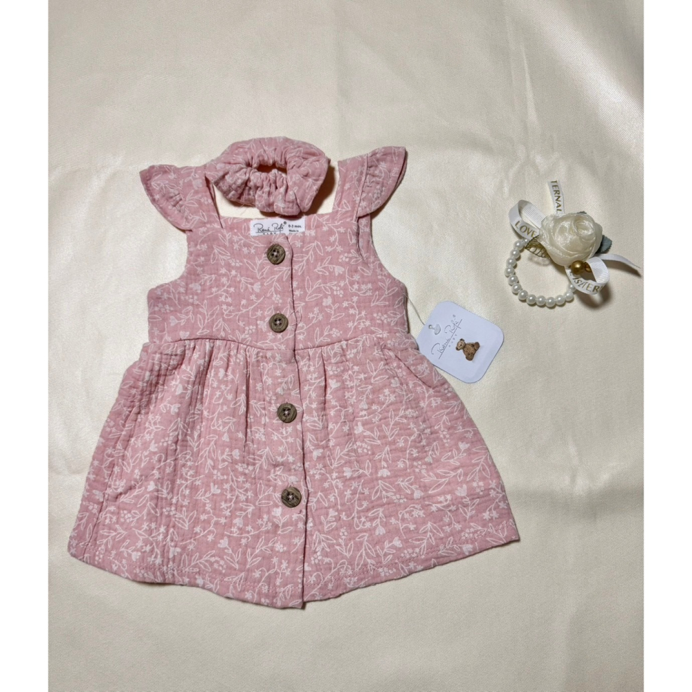 Ruroro實拍小碎花三件套(衣+褲+頭套)-細節圖2