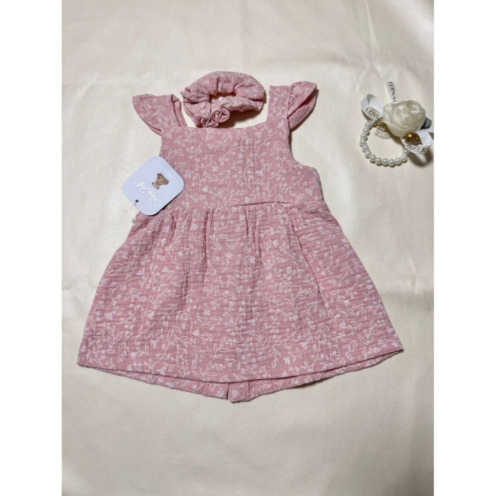 Ruroro實拍小碎花三件套(衣+褲+頭套)-細節圖3