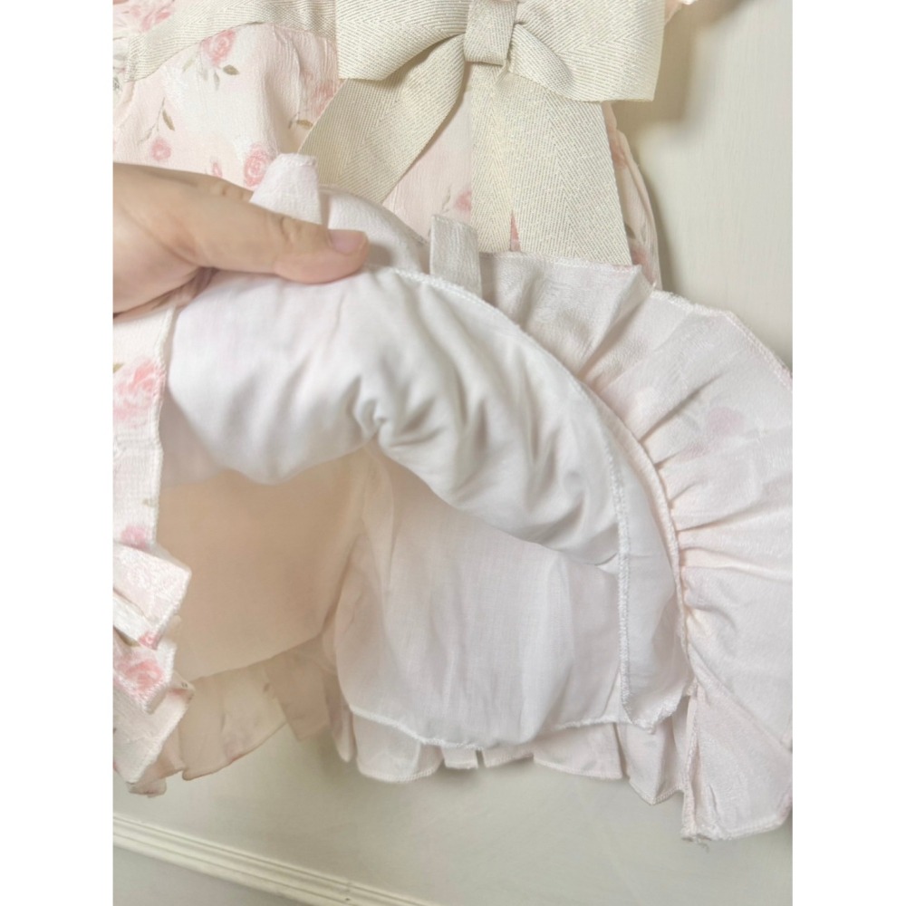 Ruroro實拍左蝴蝶結下百百褶洋裝-細節圖3