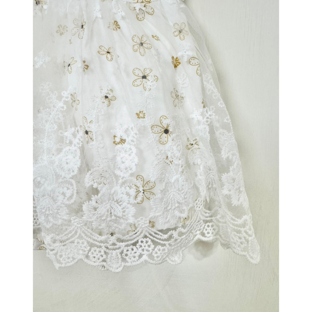 Ruroro實拍黃色小花透明蕾絲包屁裙-細節圖2