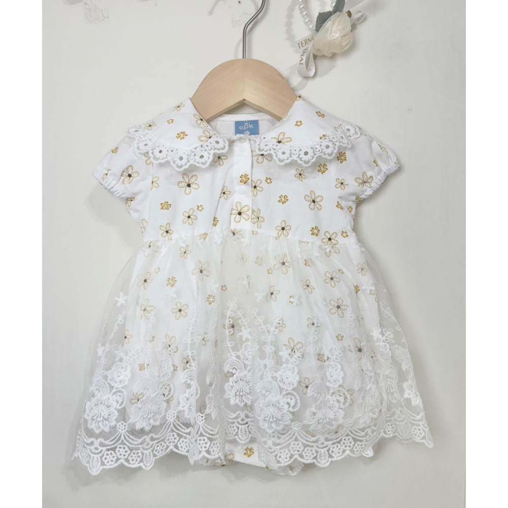 Ruroro實拍黃色小花透明蕾絲包屁裙-細節圖3