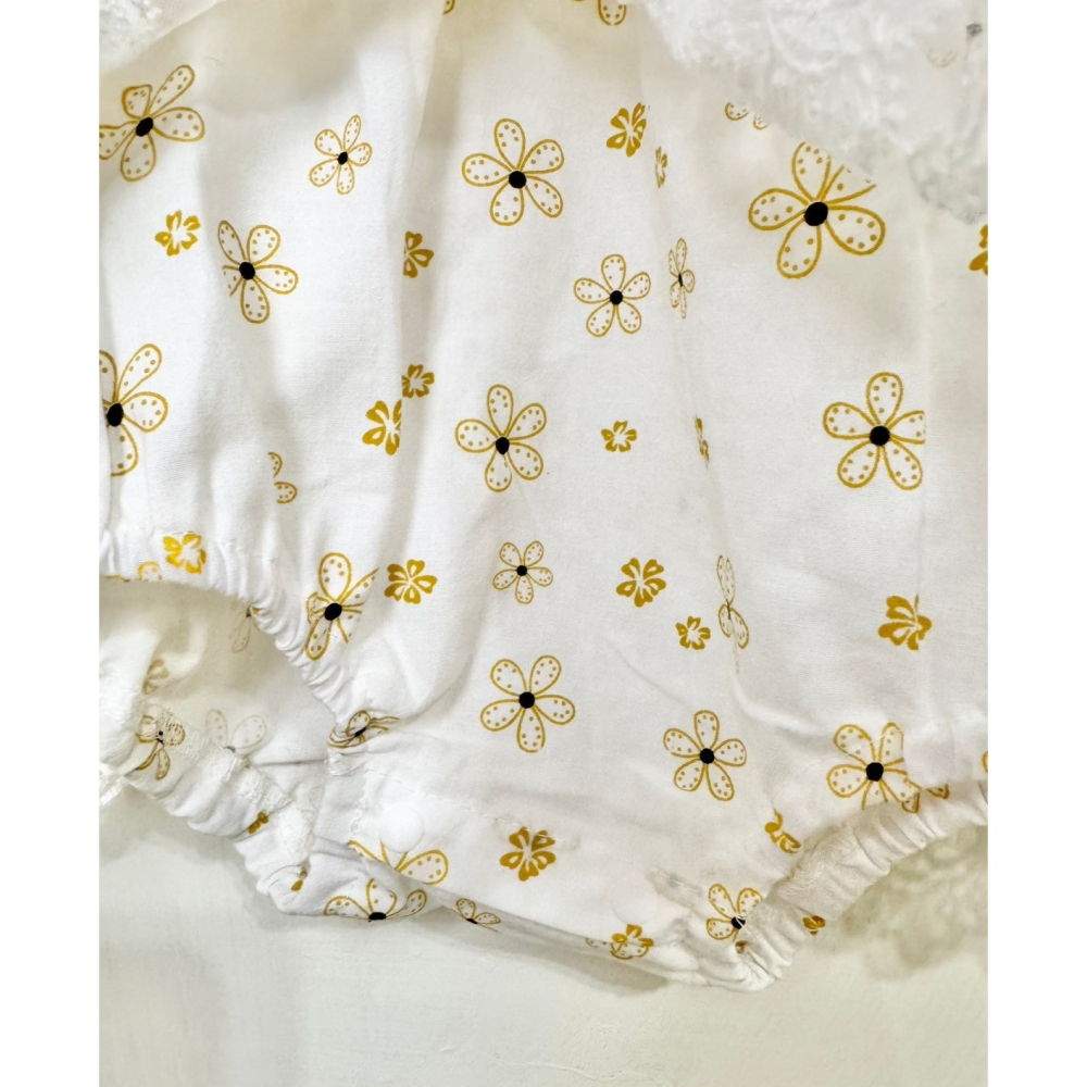 Ruroro實拍黃色小花透明蕾絲包屁裙-細節圖4