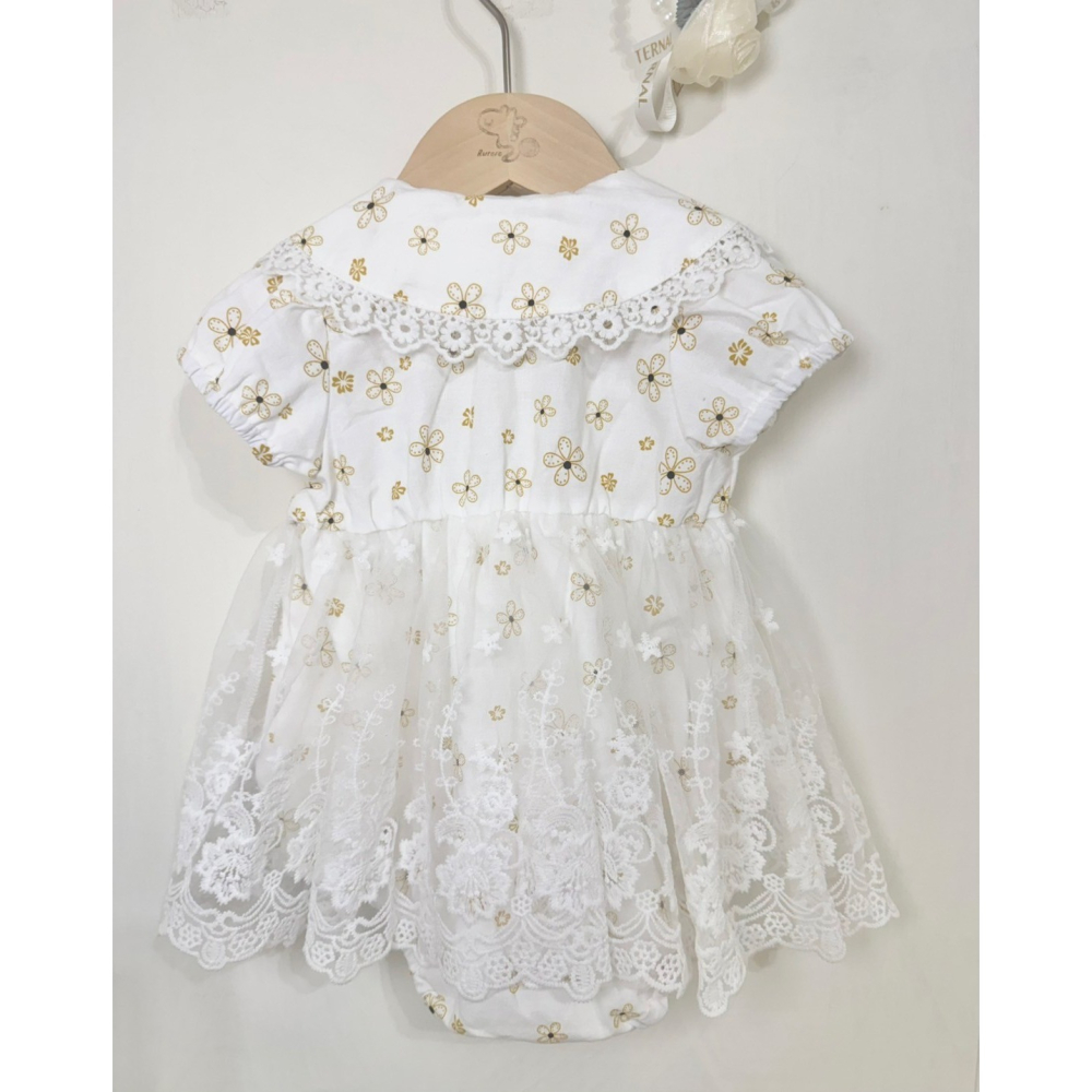 Ruroro實拍黃色小花透明蕾絲包屁裙-細節圖5