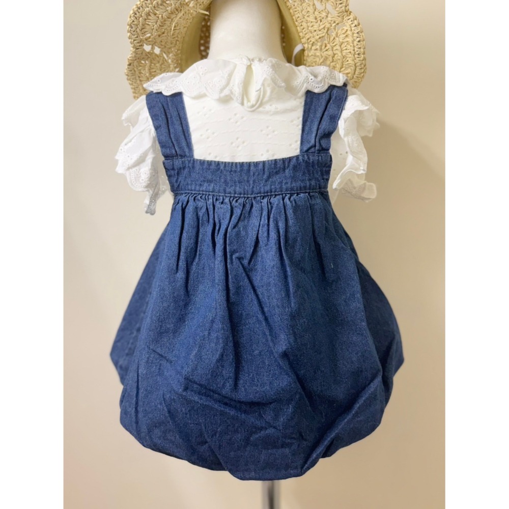 Ruroro實拍白花領蘿蔔牛仔吊帶裙三件組-細節圖3