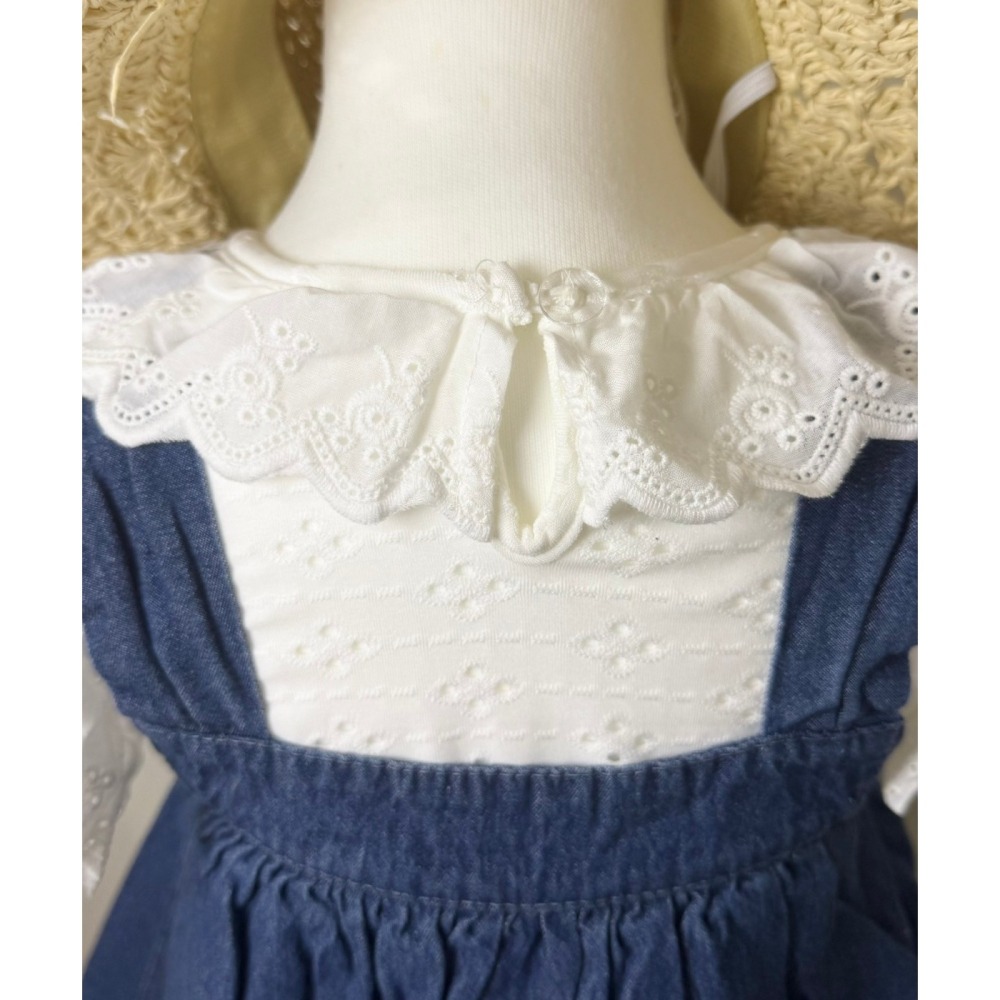 Ruroro實拍白花領蘿蔔牛仔吊帶裙三件組-細節圖4