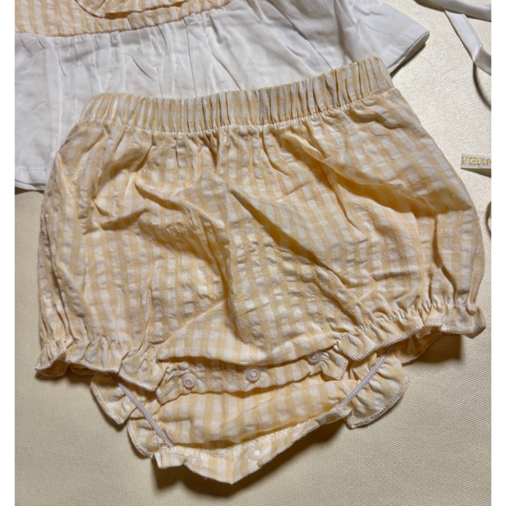 Ruroro實拍格子刺繡三件組套裝（衣+褲+頭巾）-細節圖2