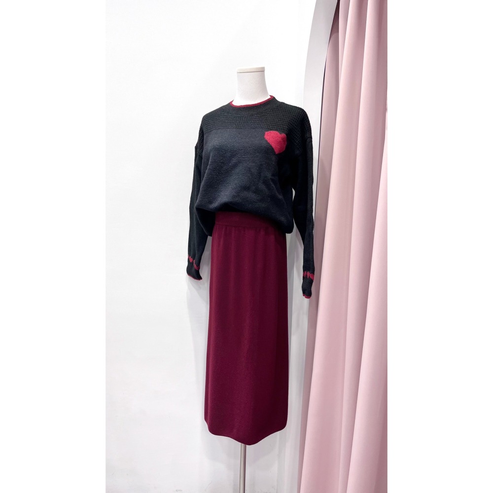 (E76)鬆緊針織後開衩長裙-6色-細節圖5